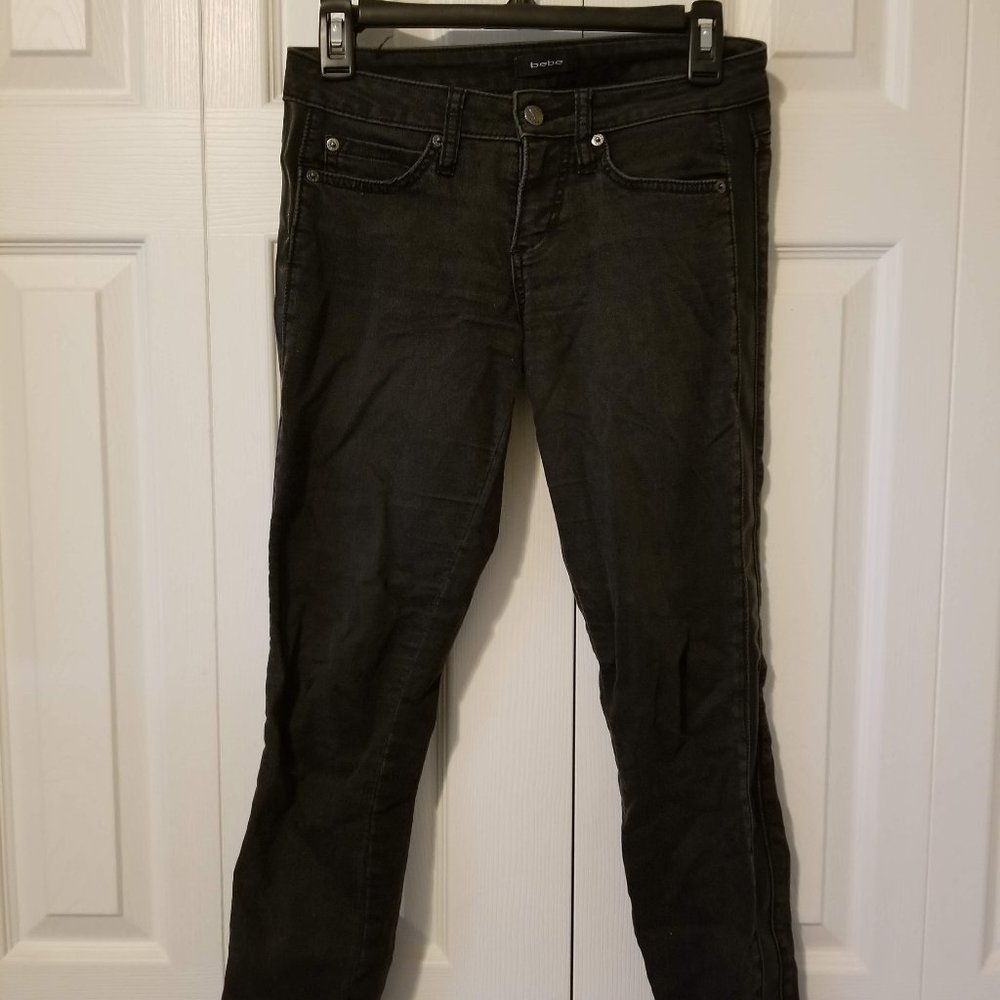 Bebe Skinny Jeans w/Faux Leather Detail